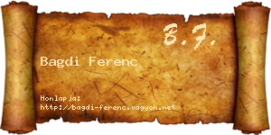 Bagdi Ferenc névjegykártya